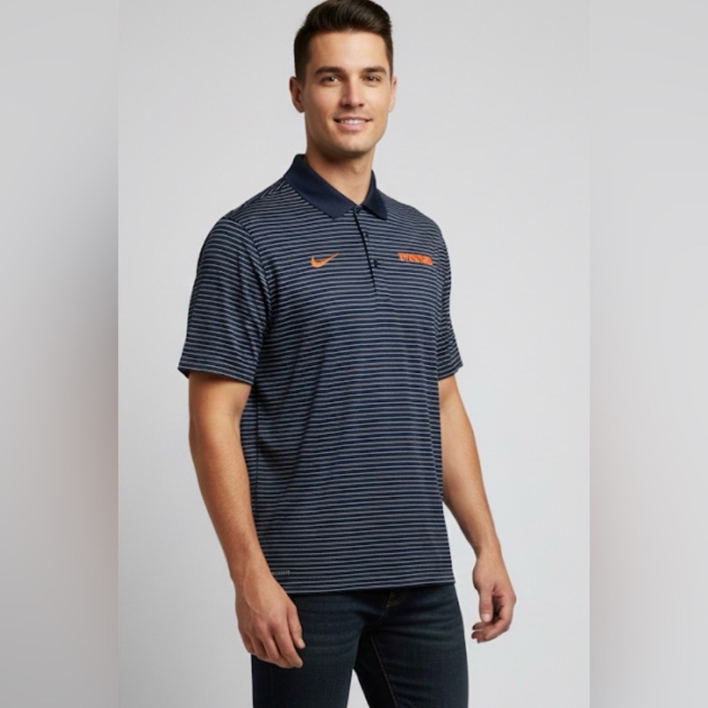 Syracuse University Nike DRI-FIT Navy Striped Polo Shirt Men’s Size Small